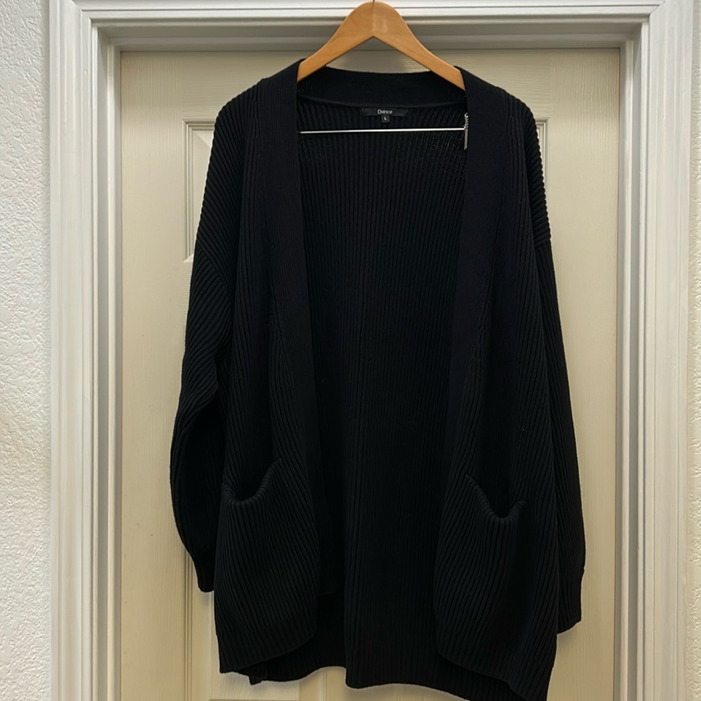 Quince 100% Organic Cotton Oversized Cardigan Black L